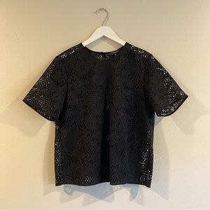 Rag & Bone New York Black Lace Short Sleeve Blouse - Size M